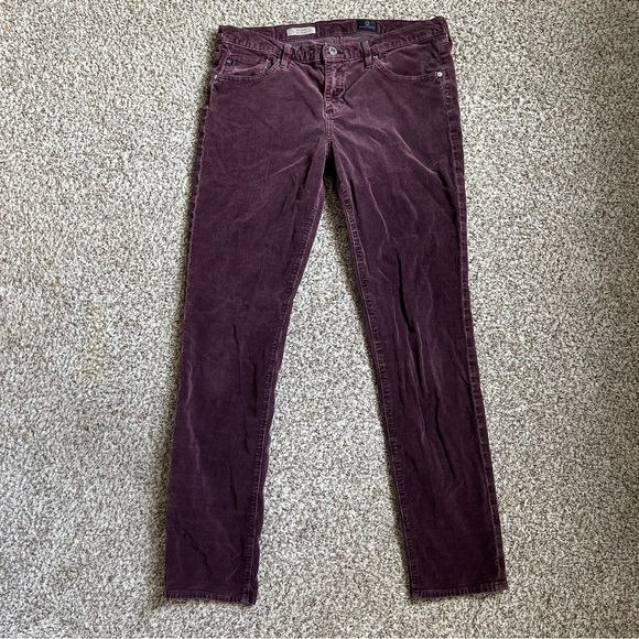 Ag Adriano Goldschmied Purple Corduroy Low Rise Slim Straight The Stevie Casual - Picture 1 of 7